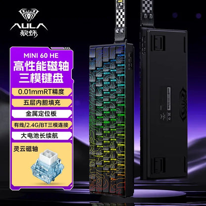 AULA Mini60 HE Magnetic Switch Keyboard RGB Tri Mode Wireless Mechanical Keyboard 8000Hz 0.01mmRT Gaming Keyboard Gamer Gifts