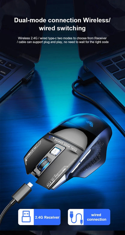 AULA SC550 Wireless Gaming Mouse Dual-mode Rechargeable Luminous Mechanical gaming mouse for Desktop/laptop E-sports USB Mouse