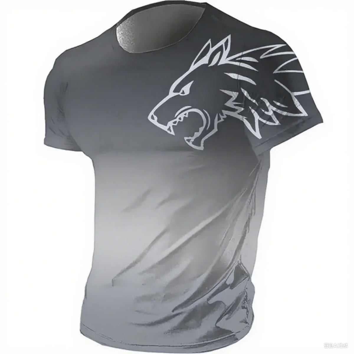 Men's Fitness Sportswear T-shirts 2024 Summer Vintage Men's 3D Printed Quick-Drying Gradient T-shirt Animal Wolf Short Sleeve