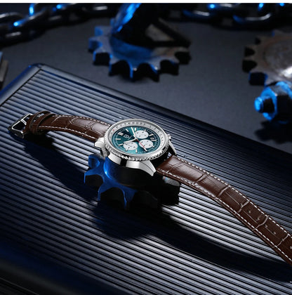 QINGXIYA Luxury Man Watch Quartz Waterproof Luminous Date Chronograph Leather Men Wristwatch Military Sports Men's Watches Reloj
