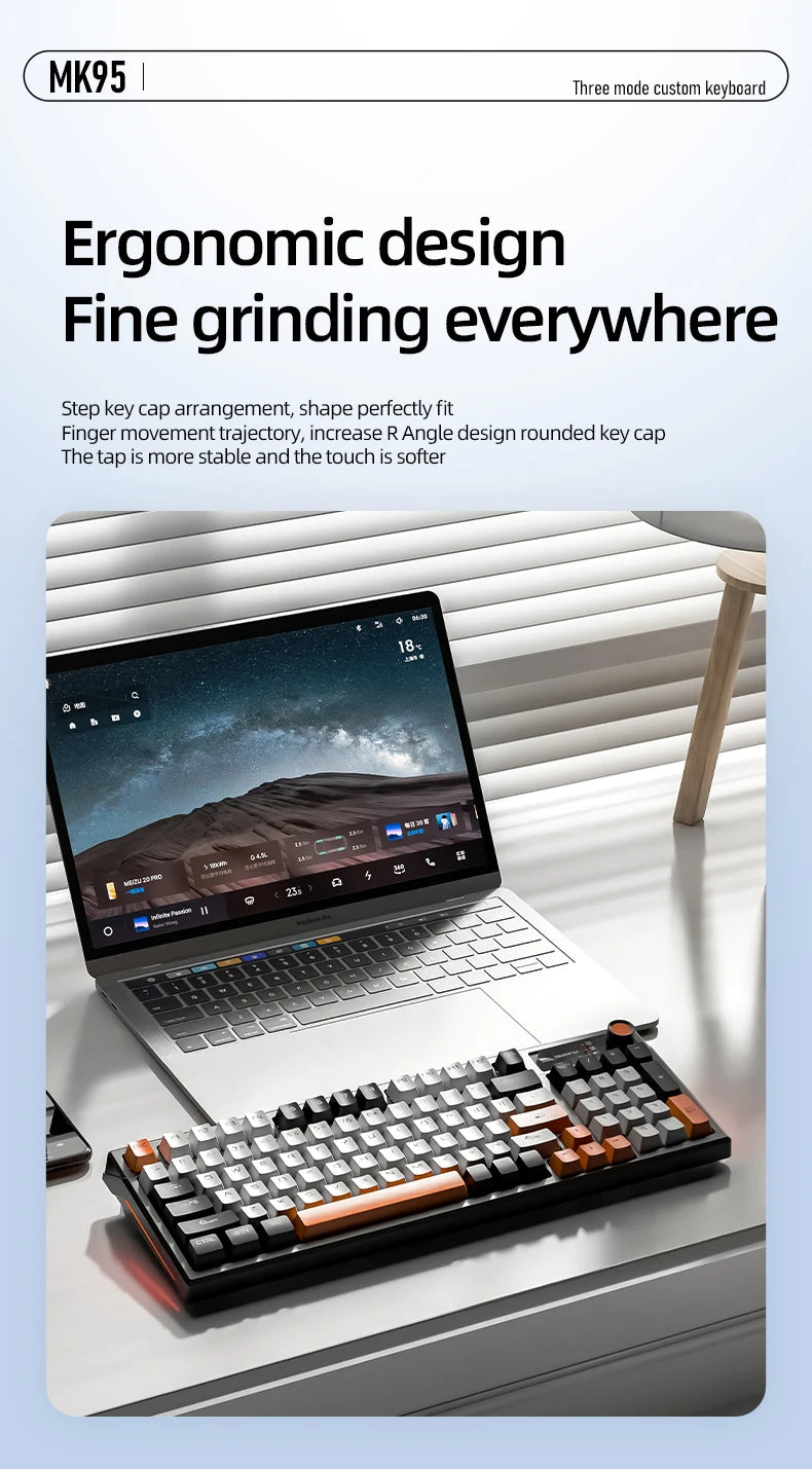 SMAILWOLF MK95 Bluetooth 무선 한국어 맞춤형 기계식 키보드 e-스포츠 3 모드 노트북 오피스 게임 풀 키 핫 스왑 가능 RGB 조명 효과