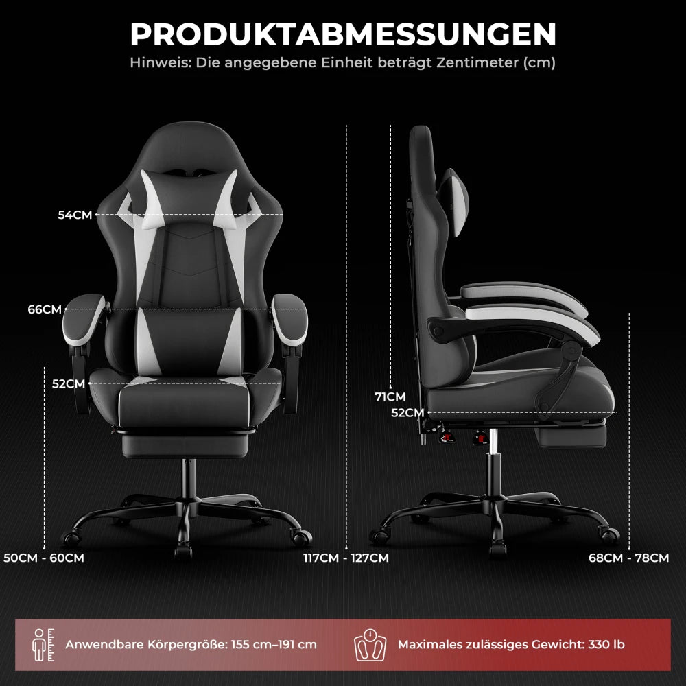 Gaming Chair Ergonomic Gaming Chair with Waist Cushion and Headrest, Office Chair Height Adjustable, Chair for Adult Girls Boy