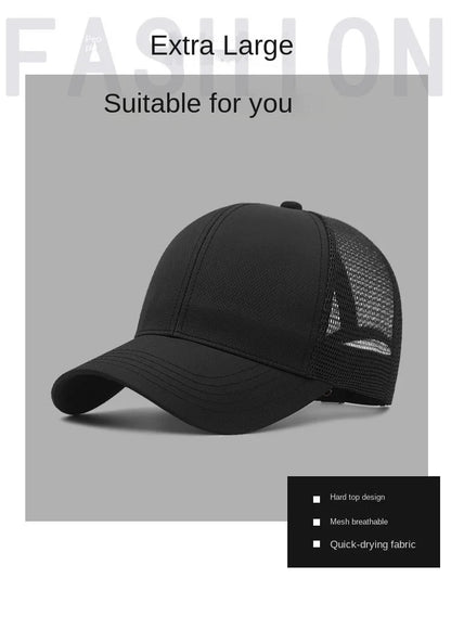 Unisex Quick Dry Big Head Mesh Baseball Cap Adjustable plus Size Summer Snapback Hat Comfortable Breathable 56-65cm