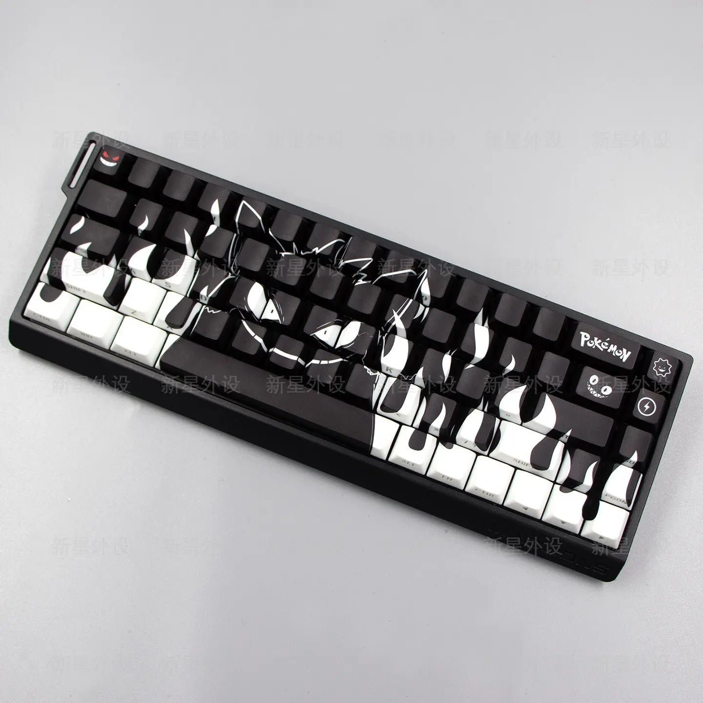 Grimace, Anime Side Carved Translucent Cherry Key Cap PBT 74 Key, 60/65/68 Layout Mechanical Keyboard