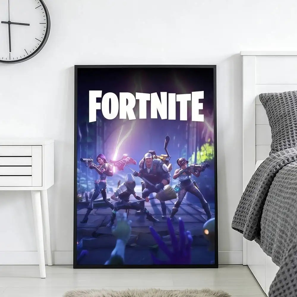 F-FORTNITES-ES Online Game Poster Stickers Art Print Retro Vintage Wall Decor HD Living Room Home Office Gift Occasion