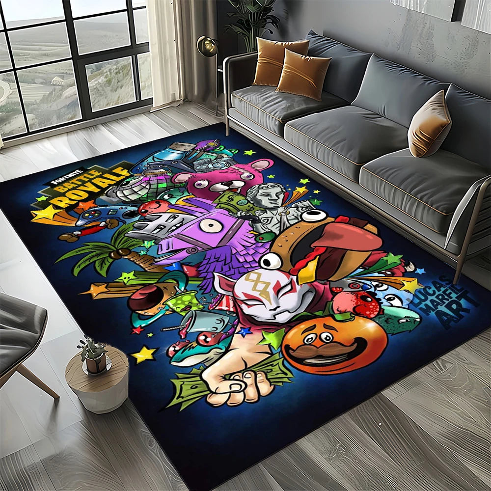 2025 New Style Fortnite-e Cartoon Rug Carpet for Living Room Bedroom Decor, Floor Mat Non-slip Decoration for Sofa Doormat Kids