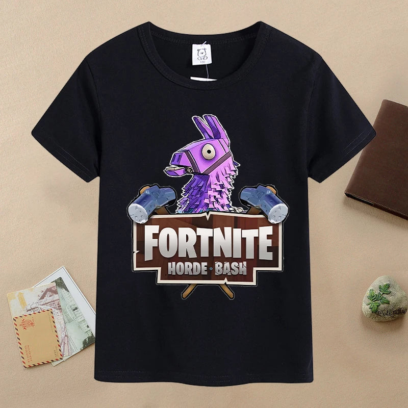 Summer Fortnite Children T-shirt Cartoon Game Figure Printed T-shirt Boys Casual Sports T-shirt Short Sleeves Kids Clothing