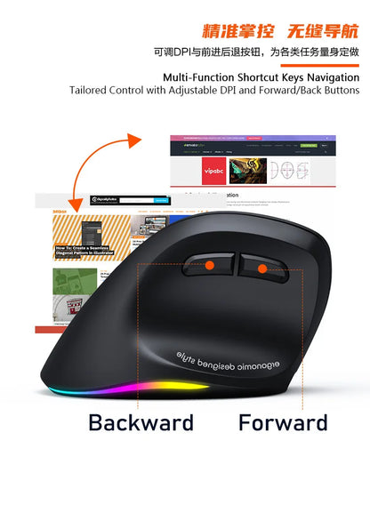 Left Hand Wireless Mouse Bluetooth Mouse Gamer Ergonomic 2400DPI Silent Mouse For MacBook Tablet Laptops Computer PC 2.4G Mice