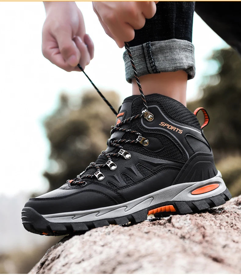 Outdoor Waterproof Hiking Boots for Men and Women, Spring and Autumn, Wear-Resistant Mountain Sports Boots, Hunting Sports Shoes