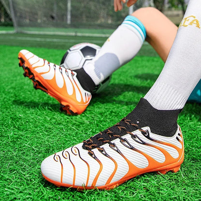 Men Soccer Shoes Sport FG/TF Outdoor Football Boots Training Boys Match Non Slip Long Spikes Cleats Indoor Futsal Comfortable