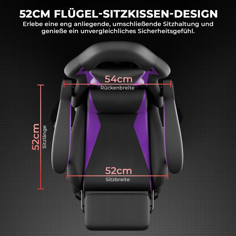 Gaming Chair Ergonomic Gaming Chair with Lumbar Pillow and Headrest, Gamer Chair Height Adjustable, Pc Chair for Adults Girls Boy,Black Purple