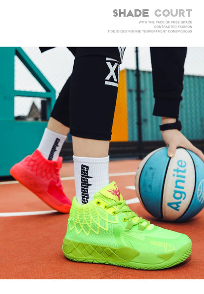 Three-ball generation Lamelo Ball basketball shoes Yin-yang high-top practical youth student basketball shoes men's sports shoes