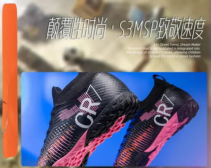 Kinder-Fußballschuhe mit Zehenschutz gegen Stöße, Schnürverschluss, kurzen rutschfesten Stollen, strapazierfähig und atmungsaktiv, für Outdoor-Spiele auf Rasen