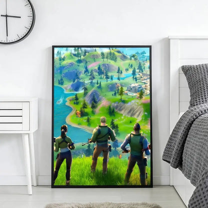 F-FORTNITES-ES Online Game Poster Stickers Art Print Retro Vintage Wall Decor HD Living Room Home Office Gift Occasion