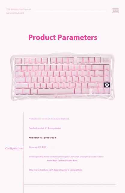 GravaStar Mercury K1 RGB Mechanical Keyboard Hot Swappable Gaming Keyboard Linear Switches RGB Wireless Gaming Keyboard