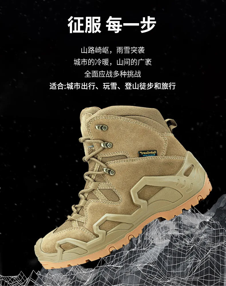 ROCKROOSTER Hiking shoes Men waterproof hunting Boots Tactical Desert Combat Boots trekking Ankle mountian cow Leather Sneakers