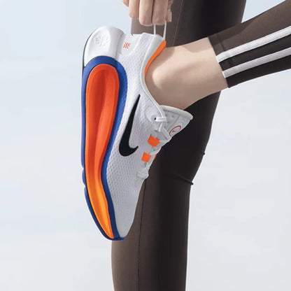Nike's New Model of Rebounding Cushioning Foam Sole Lightweight Comfortable Training Running Shoes for Women, Infinity Flow, Durable with Strong Support, Minimalist Style Outdoor Sports Running Shoes, Clean White with Eye-Cat