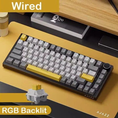 AJAZZ AK820  Mechanical Keyboard 70% Compact Layout/RGB Lighting/Hot-swappable Switches,with Wired,Wireless,and Bluetooth