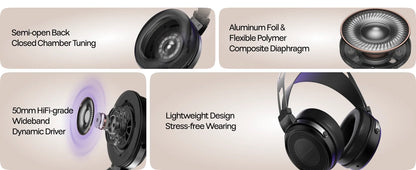 Auscultadores com Fio SIMGOT EP5 de Alto Desempenho com Driver Dinâmico de 50mm – Headset Gaming HiFi, Baixa Impedância, Alta Sensibilidade, Som Surround 7.1