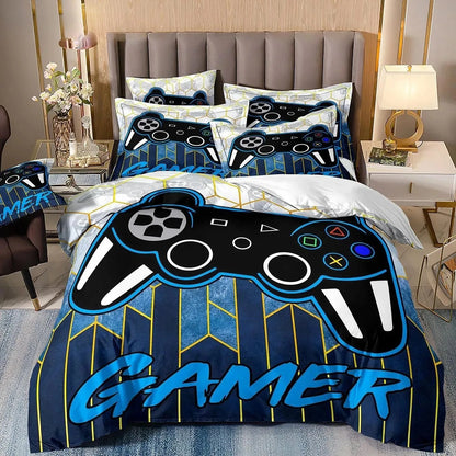 Gamer-Bettwäsche-Set für Jungen und Kinder, Gaming-Bettbezug-Set Queen, Videospiel-Deckenbezug, Bettwäsche-Set mit Playstation-Designs für Teenager und Männer