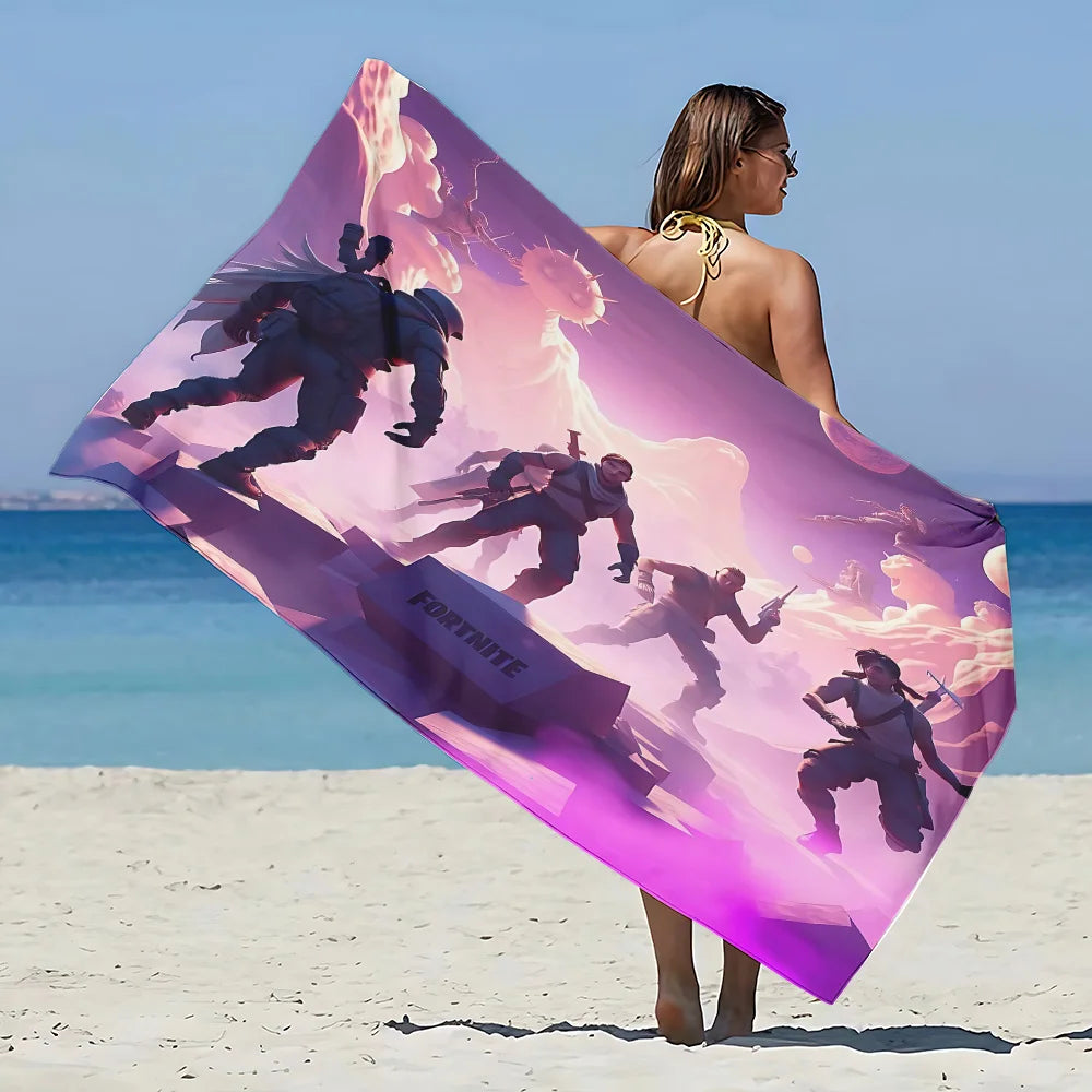 Nueva toalla de playa F-FortniteS de juego popular, microfibra sin arena, secado rápido, suave y resistente a la arena, toalla para piscina, regalo para mujer, viaje, gimnasio y ducha