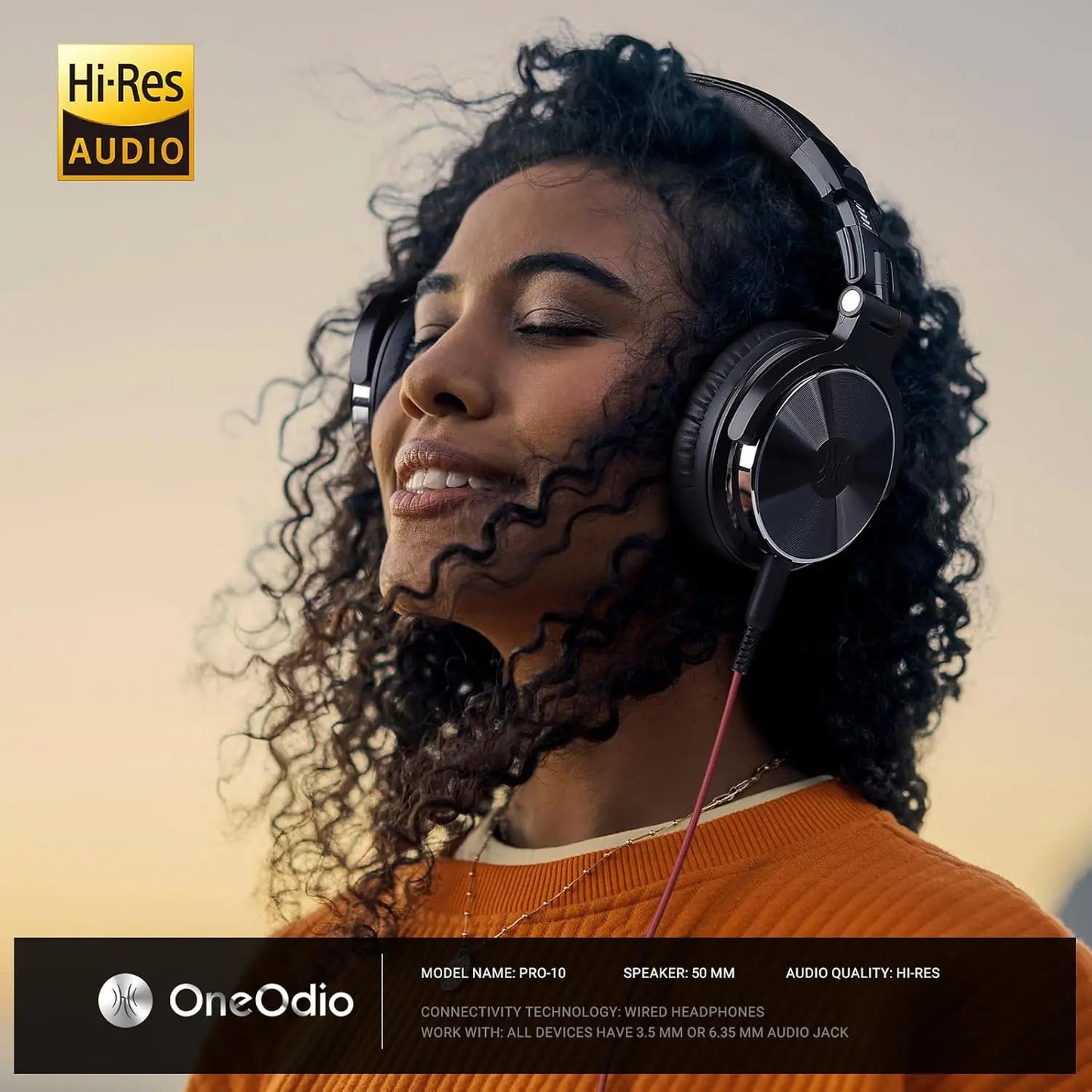 OneOdio Pro-10 Studio Monitoring Headphones – Wired HiFi Over-Ear Headset with 50mm Drivers, Deep Bass & Professional Audio