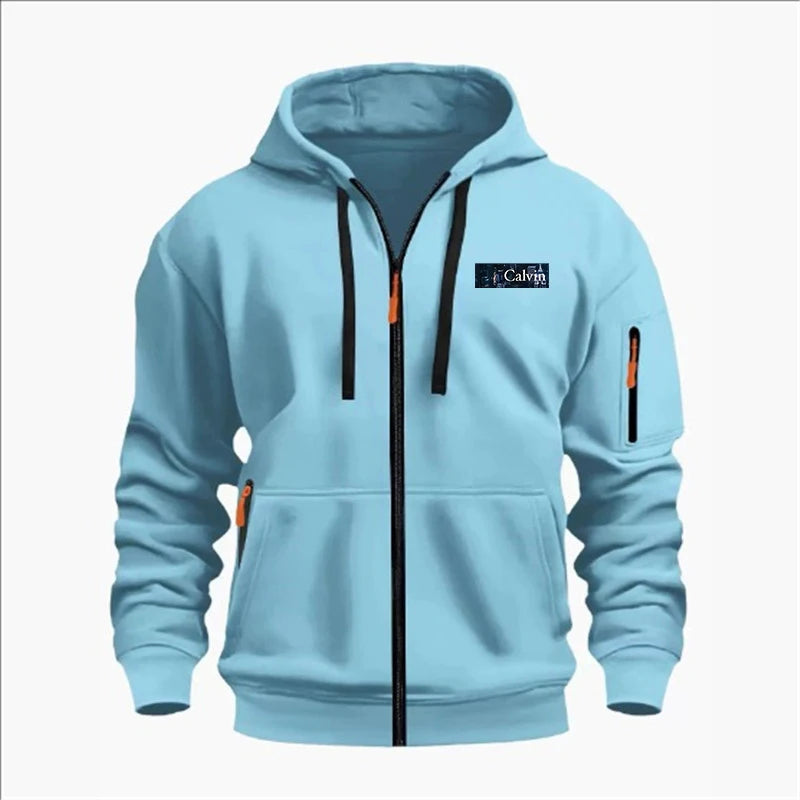 Men's Sweatshirts with Zipper Pockets Thin Solid Color Half Tracksuit Casual Outdoor Hooded Tracksuit Long Sleeves Jacket Coats