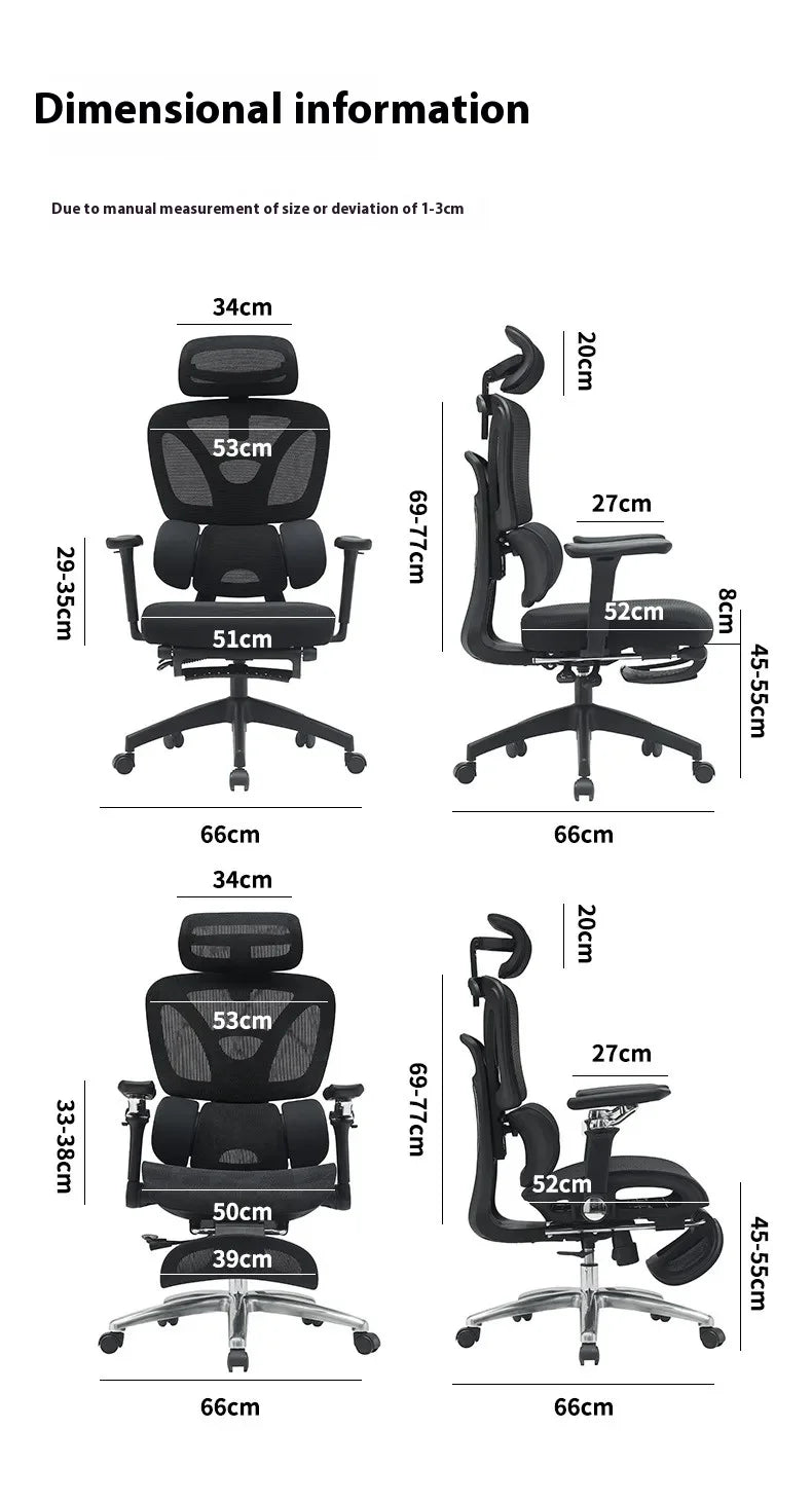 Ergonomic Office Chair Mesh Seat Adjustable Headrest Commercial Chair Footrests Support Comfortable Lumbar Chaise Ergonomique