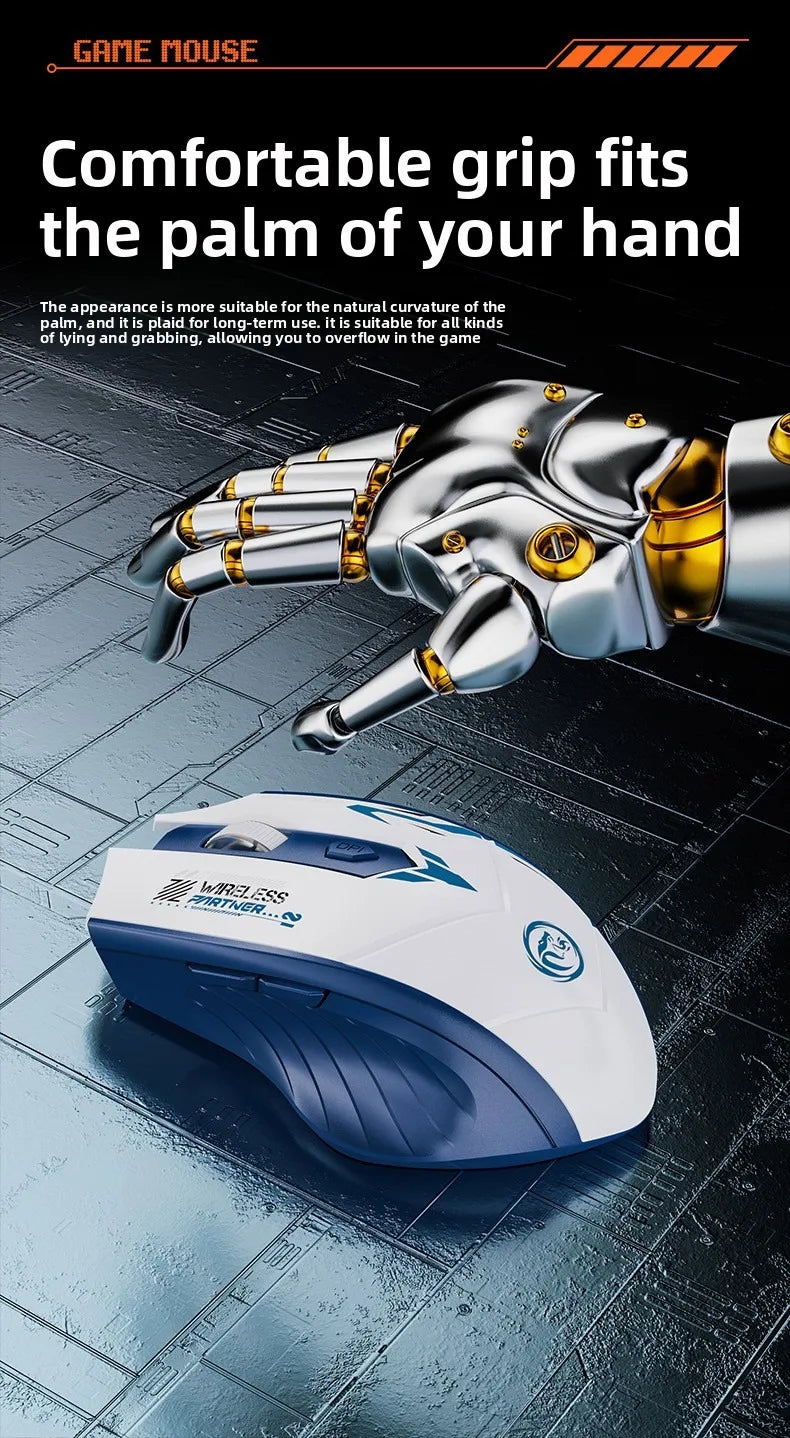 Wireless Gaming Mouse 2.4G USB Silent Mouse Dual Mode Bluetooth Rechargeable 1600DPI Mouse Computer Silent Mice for PC Laptop