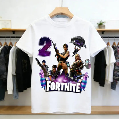 Detské narodeninové tričko Fortnite s číslom pre dievčatá a chlapcov, letné detské bavlnené tričko s krátkym rukávom na párty, darček pre batoľa
