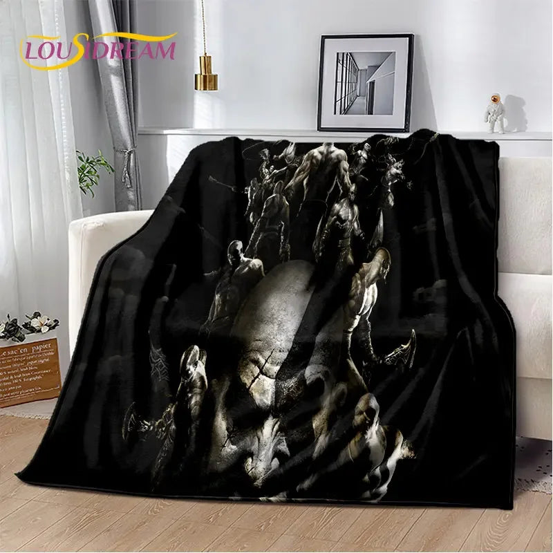 God of War Game Gamers Kratos Soft Plush Blanket,Flannel Blanket Throw Blanket for Living Room Bedroom Bed Sofa Picnic Cover Kid