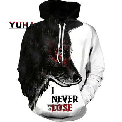 Wolf 3d Printed Hoodies Unisex Cool  Pullover Animal Graphic Sweatshirt Men’s Street Wear