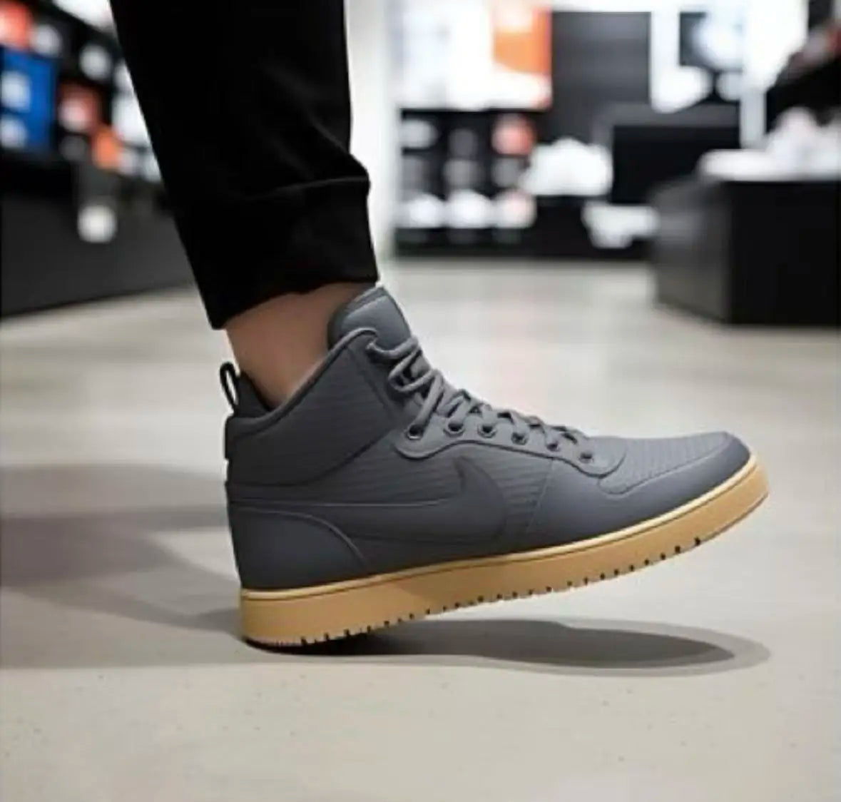 Nike Court Borough Mid Casual Non-Slip Shock-Absorbing Wear-Resistant Mid-Top Sneakers Men's Gray Aa0547-001
