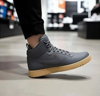 Nike Court Borough Mid Casual Non-Slip Shock-Absorbing Wear-Resistant Mid-Top Sneakers Men's Gray Aa0547-001