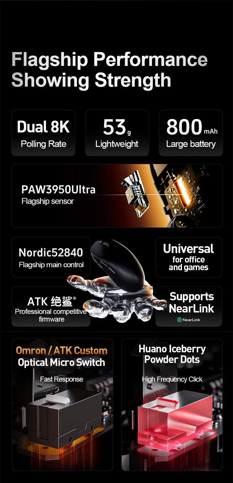 ATK Dragonfly A9 Ultra Wireless Gaming Mouse PAW3950 Ultra Lightweight Tri-mode Ergonomic E-sports Gamer FPS Mice A9 SE Plus