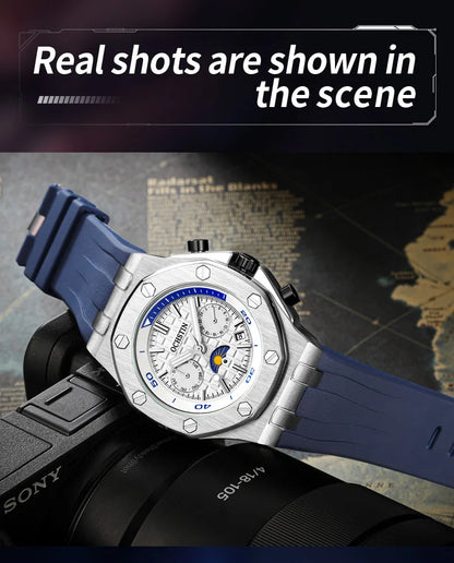 OCHSTIN Automatic Men Watches Luxury Designer Octagon Bezel Mechanical Date Day Night Dial Luminous Male Trendy Sport Wristwatch