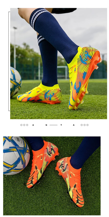 Nuove scarpe da calcio da uomo per partita outdoor, sneakers con tacchetti per erba, scarpe da football bestseller antiscivolo per ragazzi, alta qualità, alte e leggere
