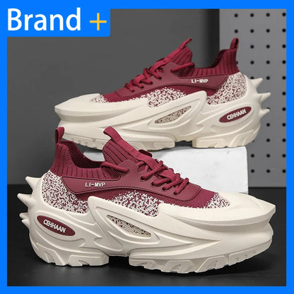 Men's Sports Shoes Elastic Thick-Soled Anti-Slip Outdoor Fitness Shoes Versatile Daily Wear Casual Street Fashion Walking Shoes