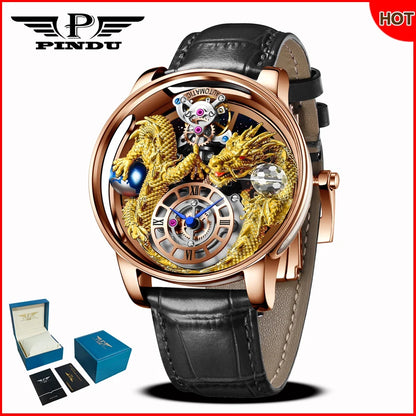 PINDU Design 2025 NEUE Herrenuhr Diamond Tourbillion Top-Marke Luxus Astronomia Quarzuhr für Herren Saphirglas wasserdichte Uhr