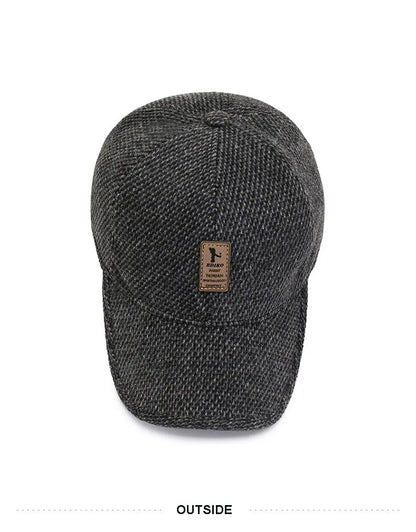 Baseball Cap Woolen Knitted Winter Ear Cover Baseball Cap Men Thicken Warm Hats with Earflaps Sport Golf Hats Snapback
