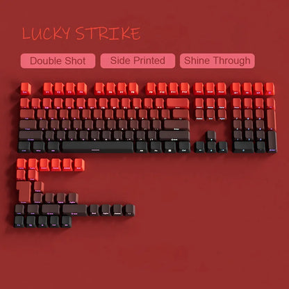 New Keycaps for 60/64/84/98/108 Gaming Mechanical Keyboard MX Switch 135 Keys OEM PBT Side Engraved Red and Black Gradient Color