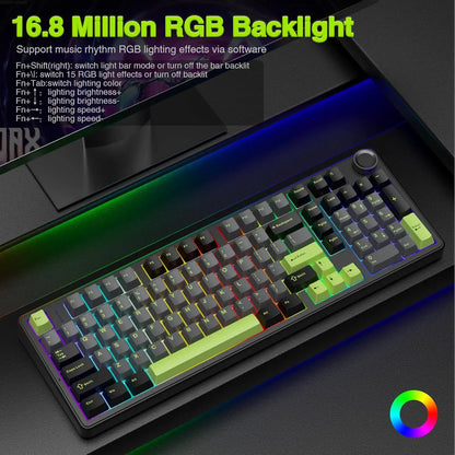 AULA F99 PRO Wireless Gaming Mechanical Keyboard 99 Keys Hot Swappable Gasket Structure 96% 8000mAh Battery Keyboard with Knob