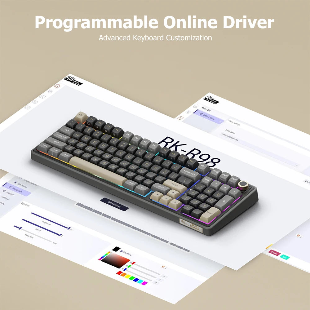 RK ROYAL KLUDGE R98Pro Gasket Wired Mechanical Keyboard 98 Keys RGB Hot-swappable Pluggable Button Gamer Keyboard PBT Keycaps