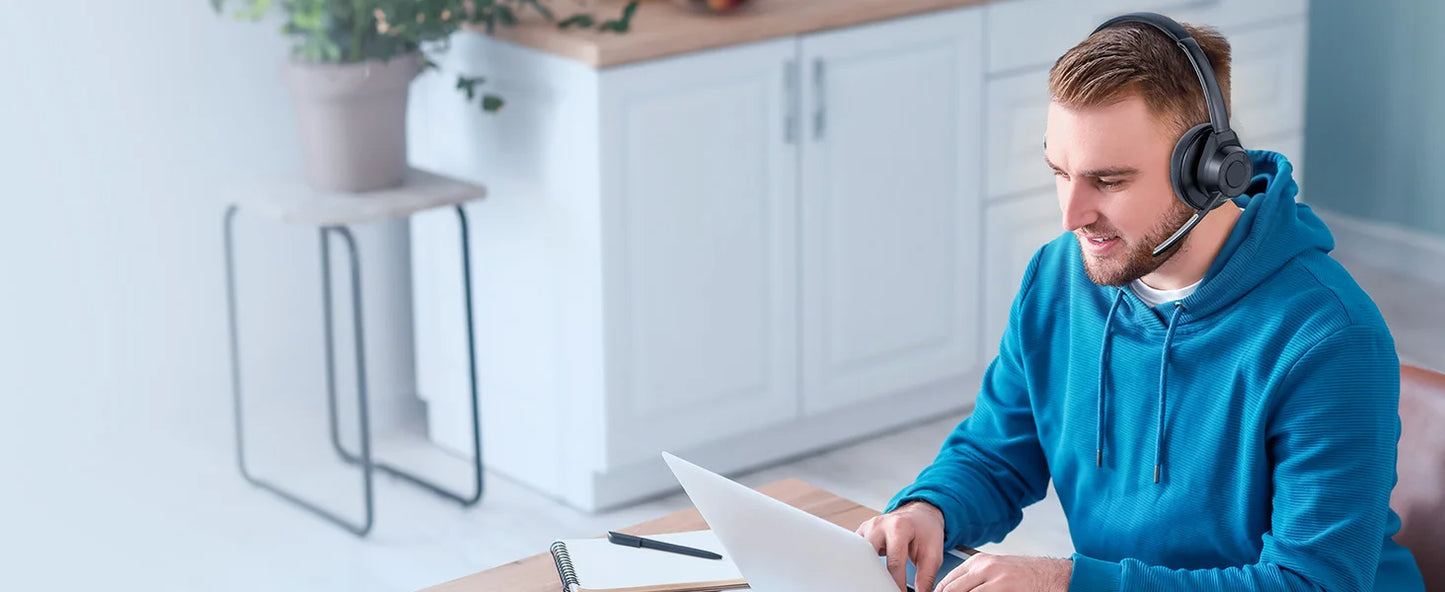 Bluetooth Headset, Wireless Bluetooth V5.4 Headphones with Microphone, Noise Canceling Mic Multipoint Connect Wireless Headset