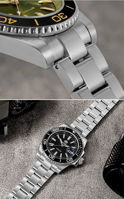 ADDIESDIVE New AD2510 Luxury Men's Diving Watch 41mm BGW9 Luminous Enamel Dial Screw-down Crown Durable Stainless Steel Strap