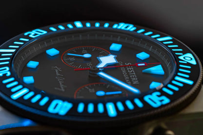 SEESTERN Chronograph Man of Watch Mechanical Tianjin ST1901 Movement Sapphire Wristwatches Nylon Sticker Strap Luminous Skeleton