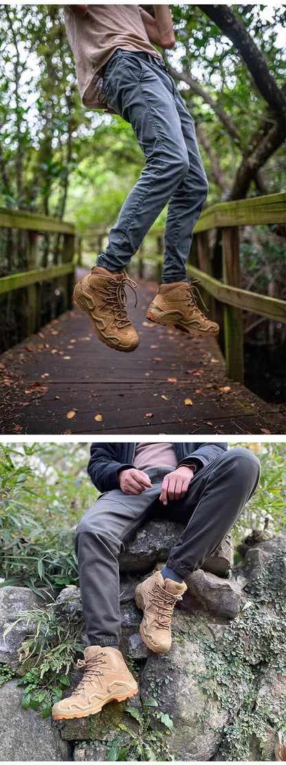 ROCKROOSTER Hiking shoes Men waterproof hunting Boots Tactical Desert Combat Boots trekking Ankle mountian cow Leather Sneakers