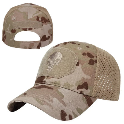 Camouflage Baseball Cap Mesh Breathable Special Forces Tactical Camo Hat Skull Duck Visor Hat