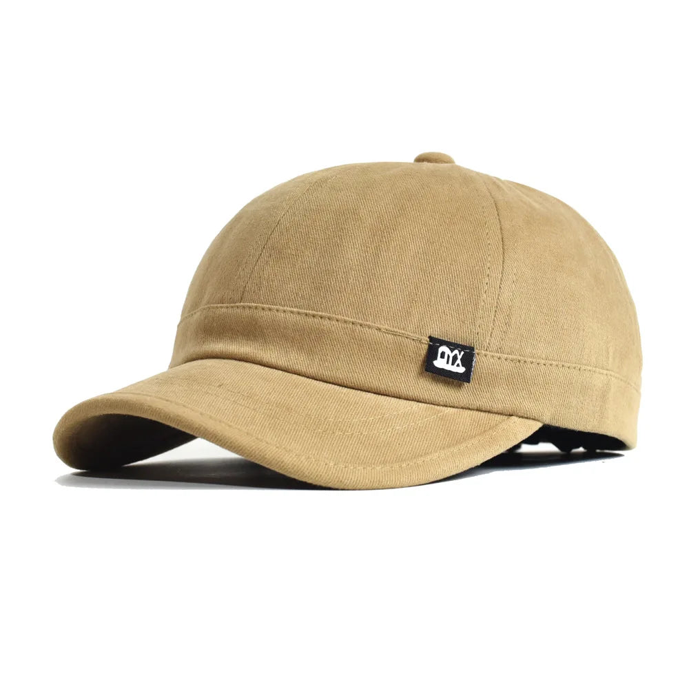Vintage baseballkasket med kort skygge i bomuld til mænd og kvinder – blød »dad hat« i justerbar trucker-stil med lav profil