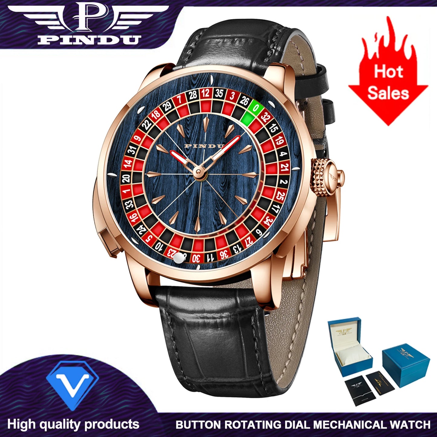 2025 NEW PINDU design Rotating dial Mechanical Watch Men Japan NH35 Movement Sapphire Waterproof TOP-luxurious Automatic watch